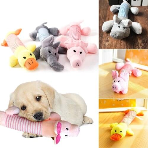 Dog Pet Chew Toy Plush Squeak Dog Toys Durable Chewing Pet Intercative Molar Toy Suitable for All Pets Elephant Yellow Duck Pig