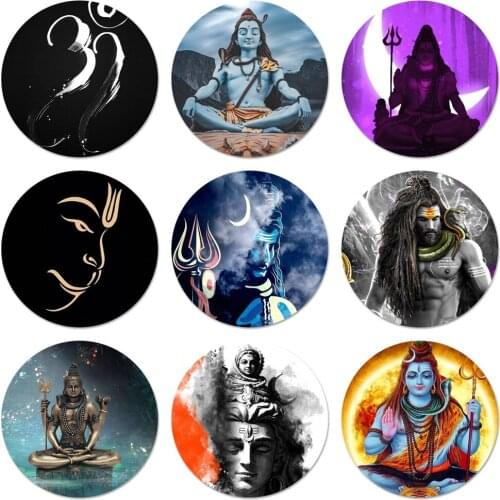 Lord Shiva Hindu God Buddha India Mahakal Icons Pins Badge Decoration Brooches Metal Badges For Clothes Backpack Decoration 58mm