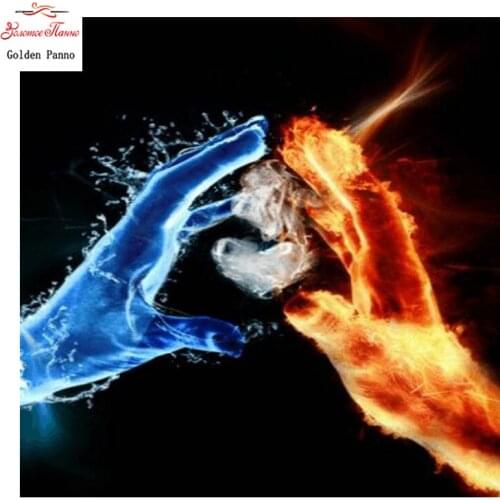 GOLDEN PANNO Diamond Painting Full Square 5D Diy Daimond Embroidery Diamant Mosaic Sale Displasy Broderie Diamant Ice fire hand