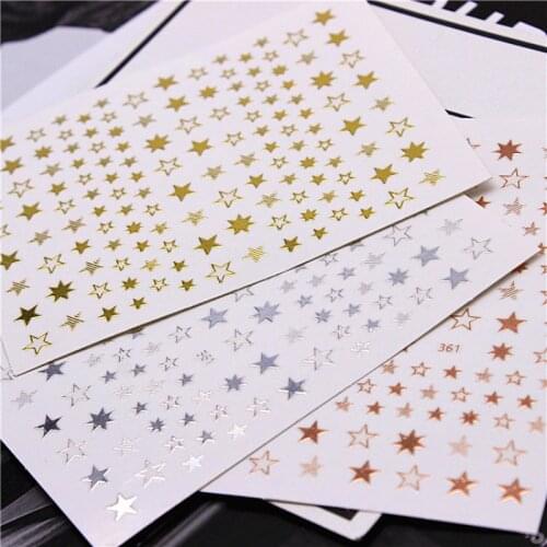 3 colors Lovely Stars Geometry 3D Sticker nail decal stickers