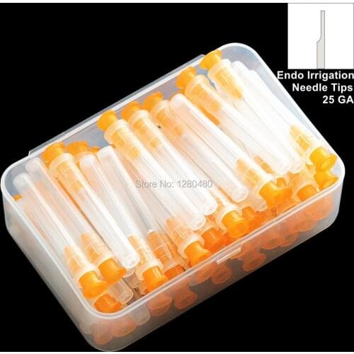 1 Box (50Pcs) Dental Endo Irrigation Needle Tip Orange 25GA End Closed One Side Vented Balf - Cut Hole Endo Syringe Tips