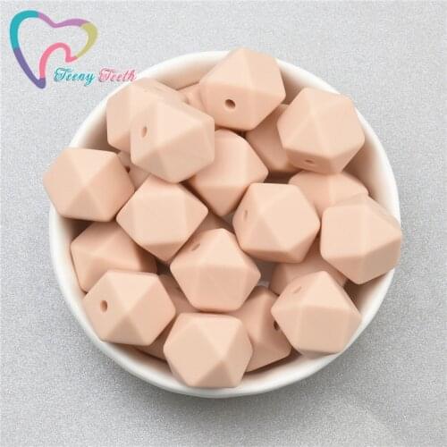 10 PCS Peach Hexagon 14-17 MM Silicone Beads Teething Necklace Silicone Teething Chewable Beads For Baby Teether BPA Safe Beads