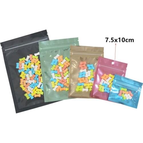 100Pcs Clear Mylar Foil Zip Lock Bag Self Seal Tear Notch Flat Packaging Pouches for Candy Tea Food Coffee Bean Cookies Storage