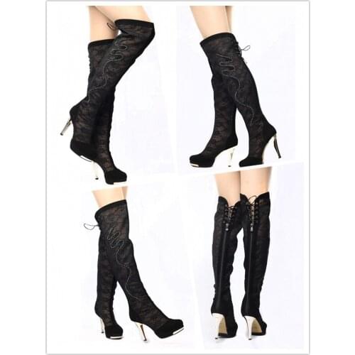 2020 Sexy Spring Elegant Summer Shoes Rhinestone Lace Hollow Dress Shoes Elegant Boots Genuine Leather boots Womens Pumps