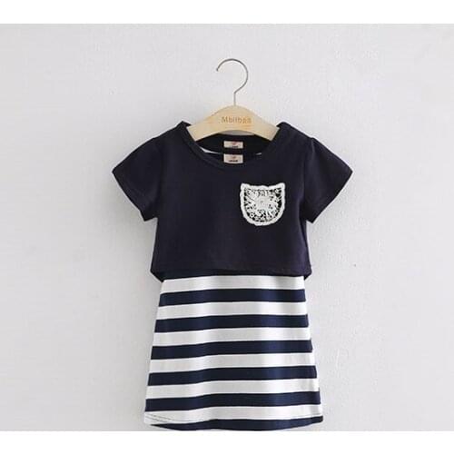 2020 girls casual t-shirt +vest dress summer new style stripe kids suit casual clothes suit girls sets 17