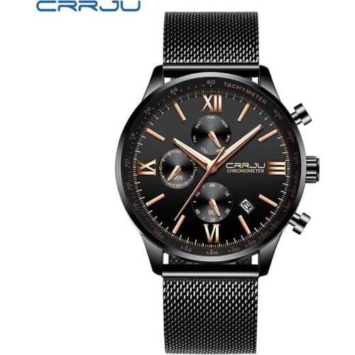 2021 CRRJU 2151 New Mens Gifts Chronograph Watches Fashion Classic Mens Watches Stainless Steel Quartz Wristwatches