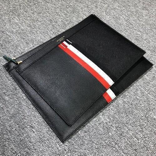 2021 Fashion TB Brand Briefcase Genuine Messenger Striped Cow Leather Black Casual Envelope Bag Men Women Hand Bags