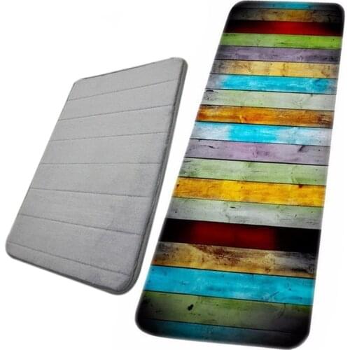 40 x 60 cm (Grey) & Long Paragraph Colorful Wood Prints Water Absorbent Bath Mats 40X120cm / 16X48Inch