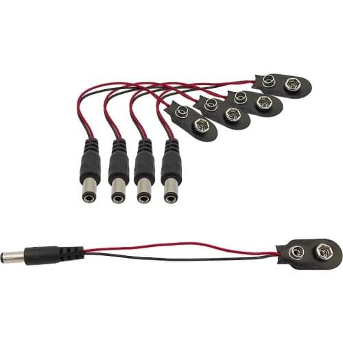 5Pcs 5.5x2.1mm DC Male Plug I Type 9V Male Battery Power Plug Clip Connector for Battery Clip Button Battery Holder Arduino DIY