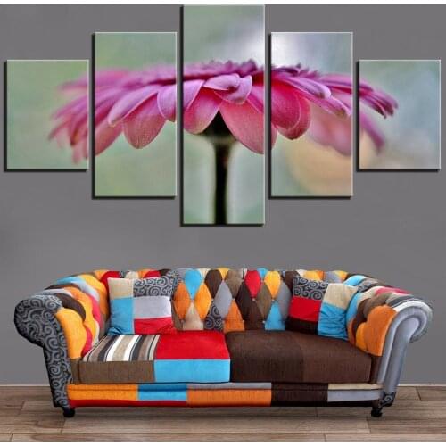 5 Pieces Flower Canvas Painting Plants Wallpapers Alone Pink Flowers Posters Landscape Pictures For Home Room Wall Art Decor HD