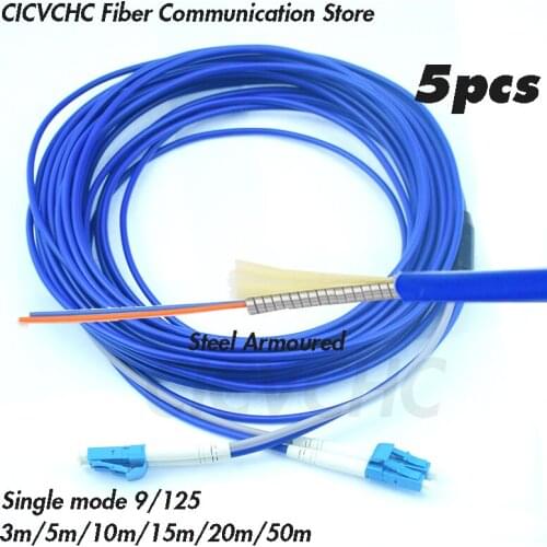 5pcs Steel armoured zipcord patchcords Duplex CLC/UPC-CLC/UPC-SM 9/125-3.0mm Cable- 3m to 50m/ Optical fiber Jumper