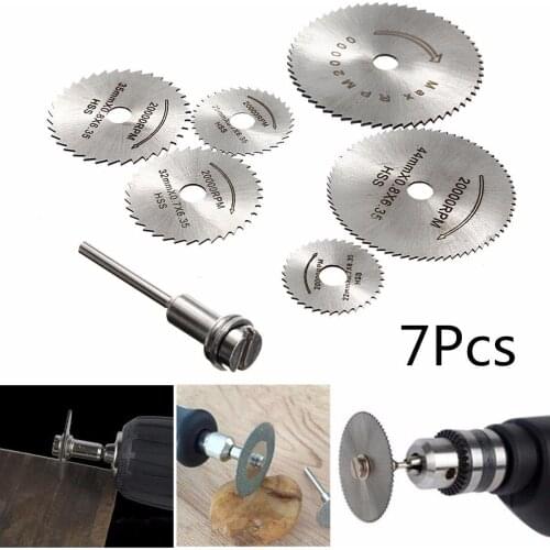 7pcs/Set 30mm Mini Diamond Saw Blade Silver Cutting Discs With 2X Connecting Shank For Dremel Drill Fit Rotary Tool
