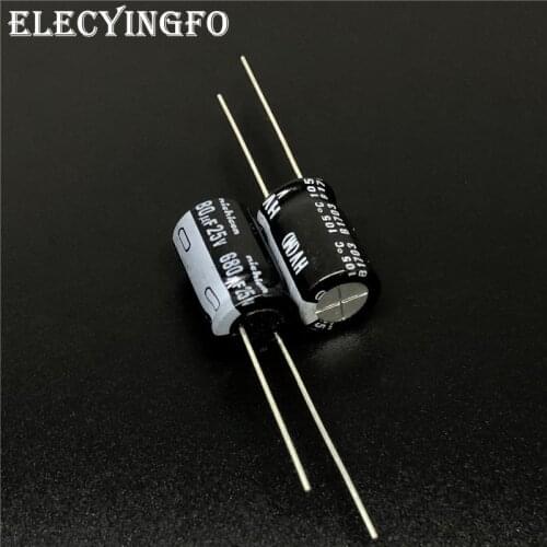 10pcs/100pcs 680uF 25V NICHICON HV Series 10x16 High Ripple Current Low Impedance 25V680uF Aluminum Electrolytic Capacitor