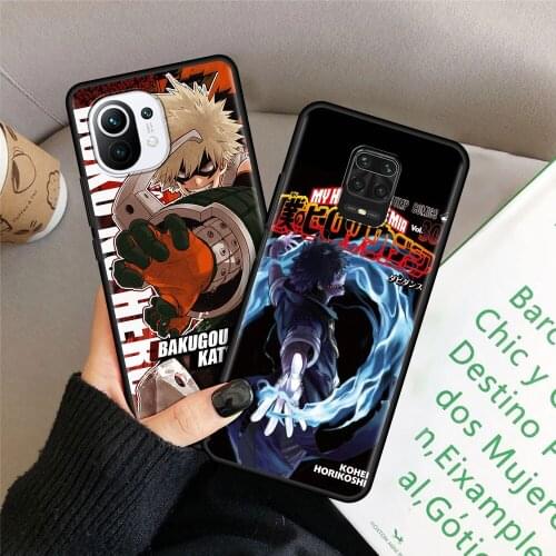 Anime Case For Xiaomi Mi Poco M3 X3 NFC 9T 10T Pro 5G Phone Cover For Redmi Note 9S 9 8 8T 9C 9A Black Capas My Hero Academia