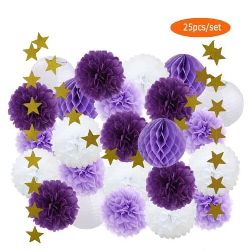 Kids Boy Girl DIY Gift 8" White Round Paper Lantern Mi Primera Comunion Party Favor Pink Blue Pompom Purple Honeycomb 20cm