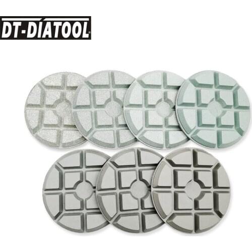 DT-DIATOOL 7pcs Dia 4"/100mm Resin Bond Diamond Concrete Polishing Pads Floor Sanding Disc for Terrazzo floor Grinding Disc