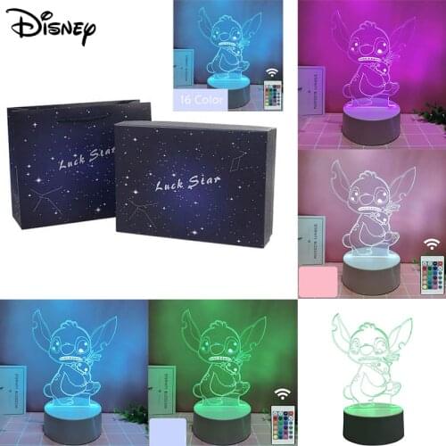 Disney 16 Color Cartoon Stitch Projector Light Exquisite Gift Box Birthday Presents for Children LED Night Light Romantic Lamp