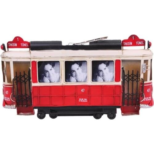 Istanbul Taksim Photo Frame Tram Metal Gift Decorative Vintage Trinket Miniature Nostalgic Handmade Hand Painted Quality Durable