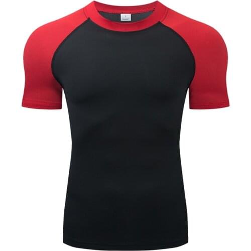 2021 summer Men Stretch tights Tshirt Fitness Mens Short Sleeve Rashgard T shirt polyester O-neck Tee shirts Tops Clothing