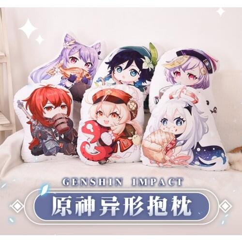 Anime Genshin Impact Barbara Diluc Qiqi Short Plush Doll Pillow Game Mondstadt Cute Toys Cartoon Cushion Birthday Xmas Gifts