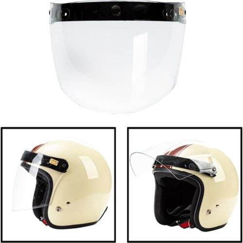 Retro Open Face Motorcycle Motorbike Helmets Wind Shield Lens Visor 3 Snaps