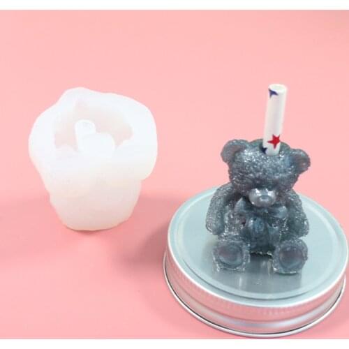 Hot silicone mouse head straw topper mold for dia 8mm straws 3D bear straw mould