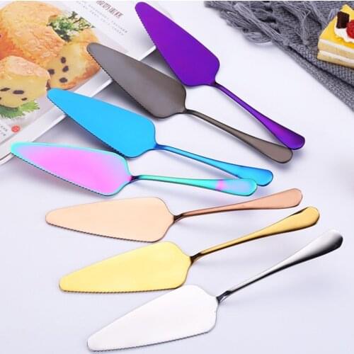 Colorful Stainless Steel Serrated Edge Cake Server Blade Cutter Pie Pizza Shovel Cake Spatula Baking Tool