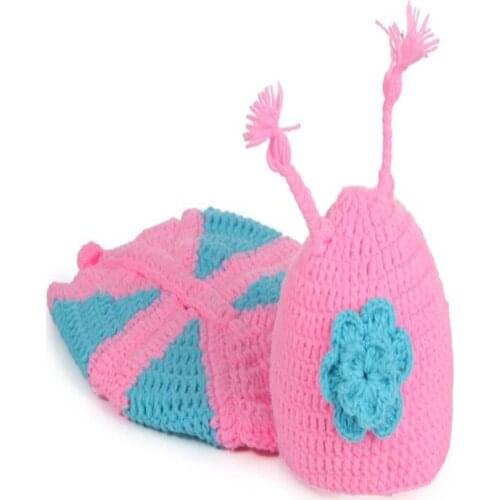 Cute Colorful butterfly yarn handmade baby boys girls fashion photography newbear baby hats clothes suits 0-3month