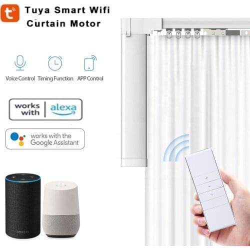 Tuya App Control Customizable Intelligent House Motorized Smart Curtain motor With Curtain Track Works with Alexa Google Home