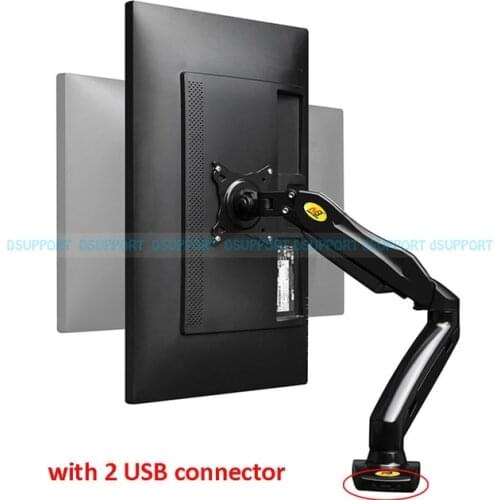 NB F80U Desktop Gas Spring 17-27" LCD LED Monitor Holder Mount Arm with Two USB Ports Full Motion Display Stand Loading 2-6.5kgs