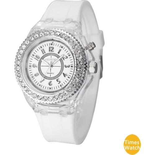 2016 New GENEVA LED Sport Watch Luminous Fluorescent Personality Fashion Male And Female Silicone LED Reloj Mujer