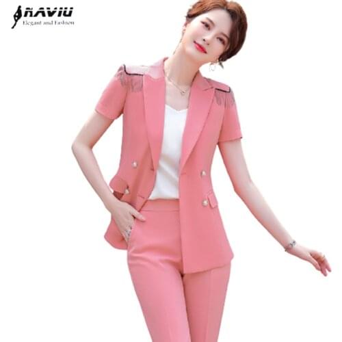 Naviu New Fashion Thin Short Sleeve Suit Summer Temperament High-End Professional Beautician Host Overalls