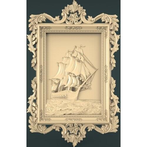 Sail decor painting STL file format 3d model for cnc router carving and engraving artcam aspire bas relief