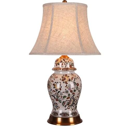 New Elegant Pastoral Hand Painted Chinese Ceramic Fabric Led E27 Table Lamp For Study Living Room Bedroom Bedside H 63/77cm 1264