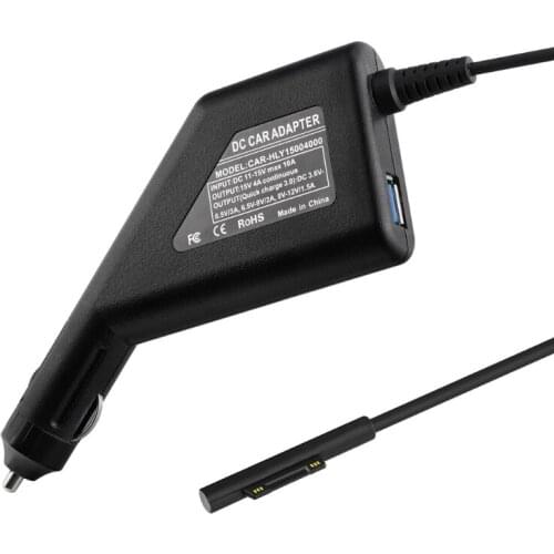 Protable Surface Car Charger with QC 3.0 USB Output 15V 4A for Surface Laptop