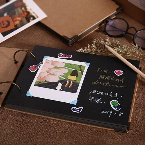 Blank DIY Custom Kraft Paper Black Cardboard flyer Handmade Album Gift Retro Baby Couple Wedding Anniversary Album