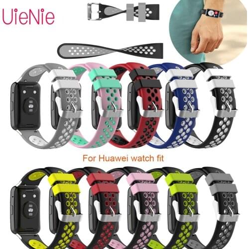 18mm Quick Release Double-color Strap With Buckle For Huawei watch fit Bracelet Replacement Wristband With Fit Cap And Tools