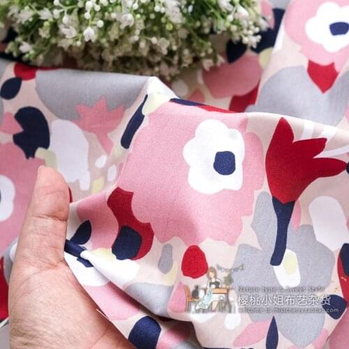 160x50cm Pink Floral Twill Cotton Fabric DIY Childrens Wear Cloth Make Bedding Quilt Decoration Home 160g/m