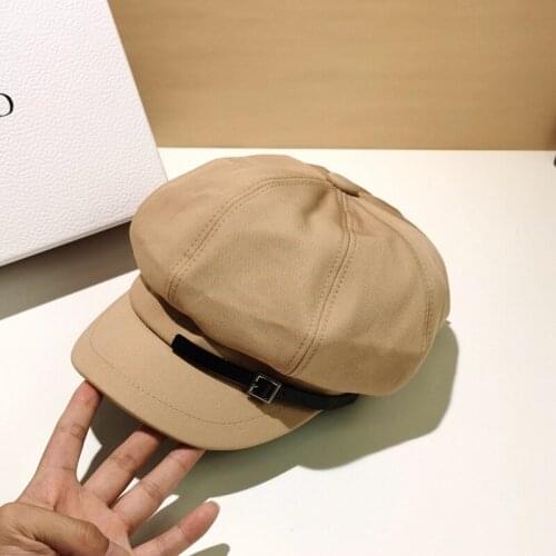 Fashion Hats For Women Octagonal Cap Solid Cotton Beret Retro French Artist Hat Painter Octagonal Hat Black Brown Casual Caps