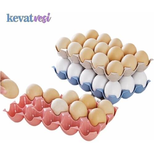 15 Grids Stackable Egg Holder Portable Egg Tray Container Refrigerator Storage Organizer Kitchen Egg Storage Box Space Saver