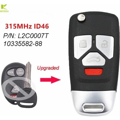 KEYECU Upgraded Flip Remote Car Key Fob 4Buttons 315MHz ID46 for Buick Chevrolet PONTIAC HUMMER H3 FCC ID: L2C0007T 10335582-88
