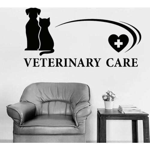 Veterinary Care Wall Decal Pets Shop Animals Hospitals Interior Decor Logo Door Window Vinyl Stickers Cat Dog Art Wallpaper E851