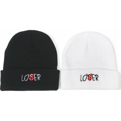 Knitted Hats Couple Warm Cotton Beanies Embroidery Lover Loser Letter Ski Cap Women Autumn And Winter Pullover Hip Hop Hat Gorro