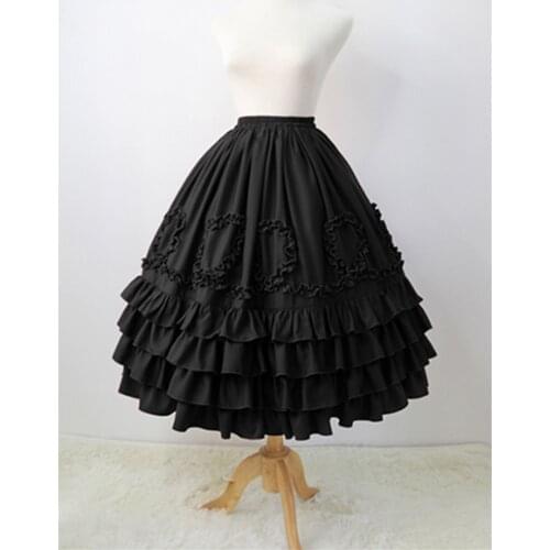 Lolita Skirt High Rise Pleated Chiffon and Cotton Vintage Skirts