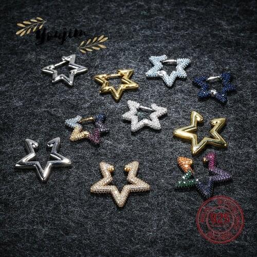 New Womens Zircon 925 Silver Shining Stars Ear Clips Earrings Light Luxury Cute Fashion Monaco Exquisite Jewelry Gifts