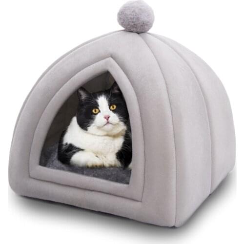 Winter Cat Bed House Removable and Washable Tent-type Cats Nest Soft Non-slip Bottom Pet Cave for Puppy Cats Sleeping Supplies