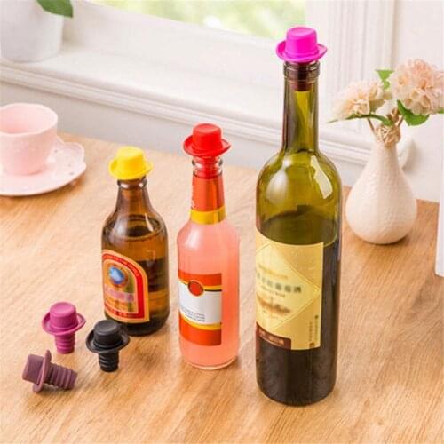 1PC Creative Hat Design Wine Stopper Silicone Wine Cork Stopper Plug Cover Bottle Caps Bottle Stopper Wine Pourer Stoppers