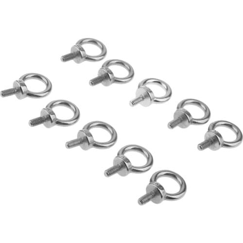 10pcs M6 Marine Boat Stainless Steel Lift Round Ring Eye Screw