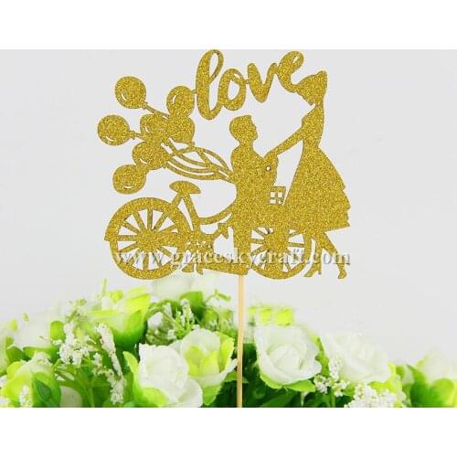 12pcs free shipping Glitter Marriage proposal design Boy and Girl Wedding Cakes Toppers Party Home Supplies Favors cupcake picks