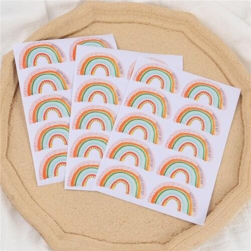 200pcs 5.5cm Rainbow Stickers Happy Birthday Thank You Label DIY Cookie Bags Sealing Labels Happy Every Day Sticker Paper Decor